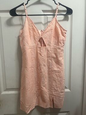 PacSun Peach Striped Mini Dress with Front Keyhole
